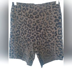 Balance Athletica Black Leopard Print Velvet Texturized Biker Short